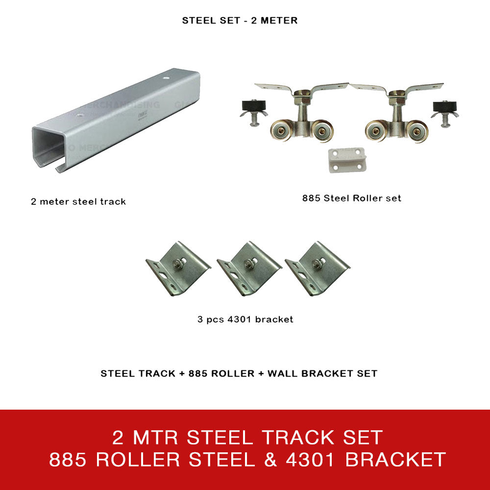 Steel Door Track + 885 ROLLER + Wall Bracket