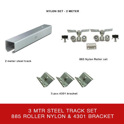 Steel Door Track + 885 ROLLER + Wall Bracket