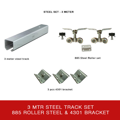 Steel Door Track + 885 ROLLER + Wall Bracket