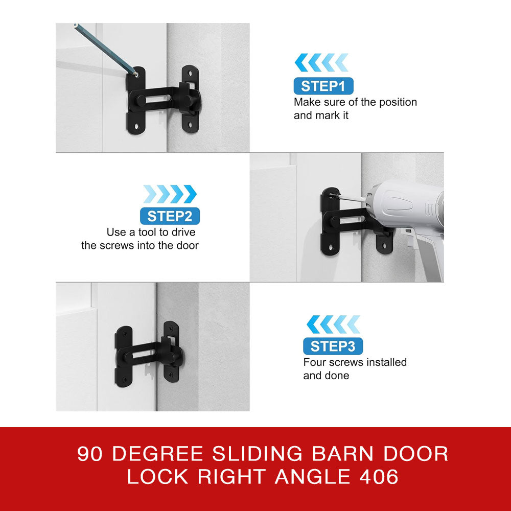 90 Degree Sliding Barn Door Lock Right Angle 406 MBK