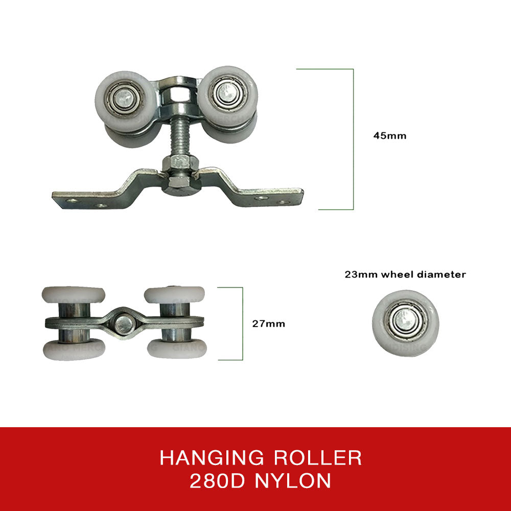 Aluminum G09 Door Track with 280D Nylon Rollers & 3 pcs Wall Bracket